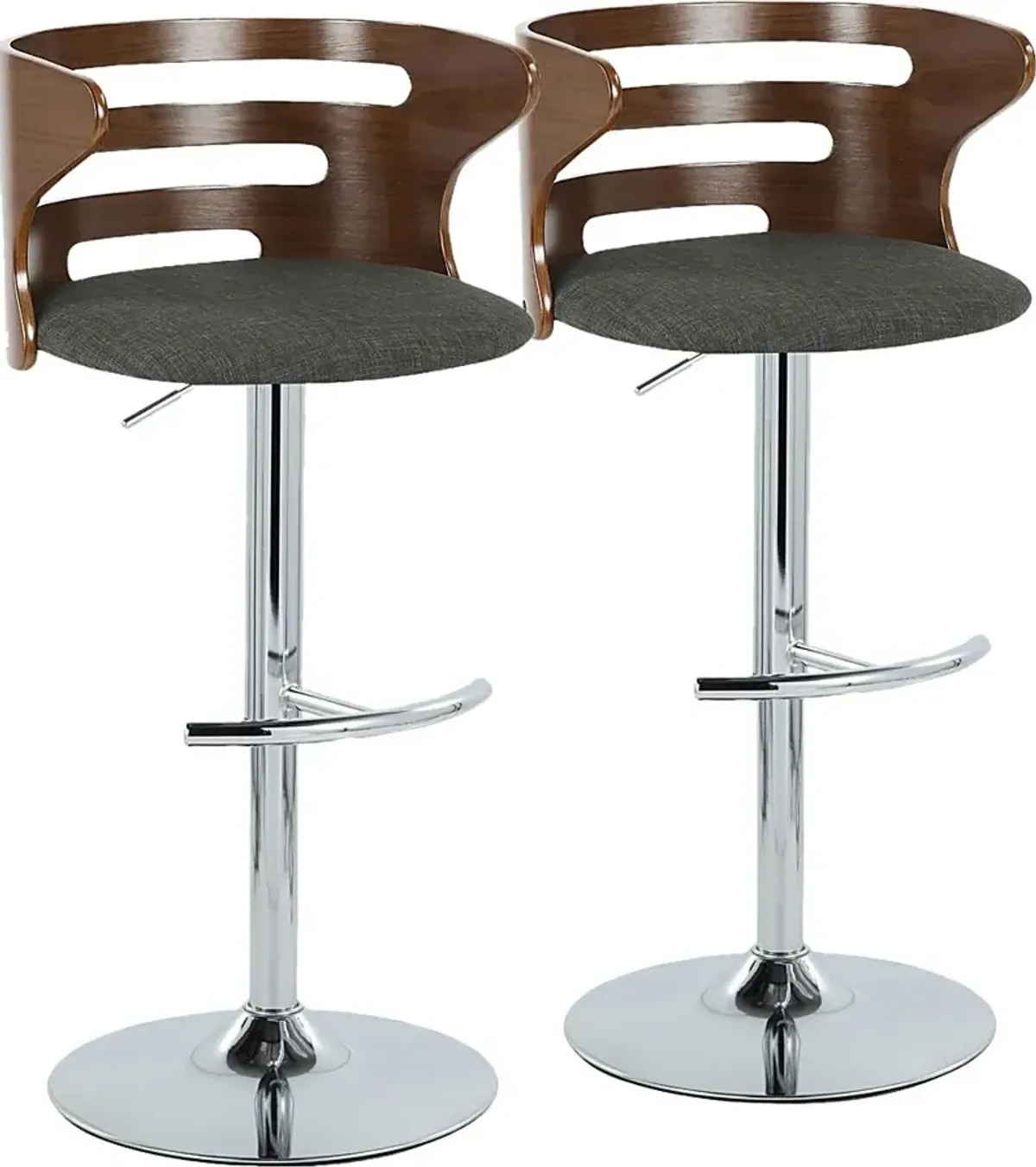 Wincanton I Charcoal Adjustable Swivel Barstool, Set of 2