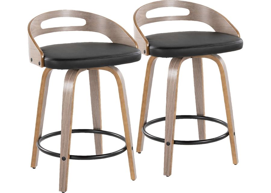 Congreve II Black Swivel Counter Height Stool, Set of 2