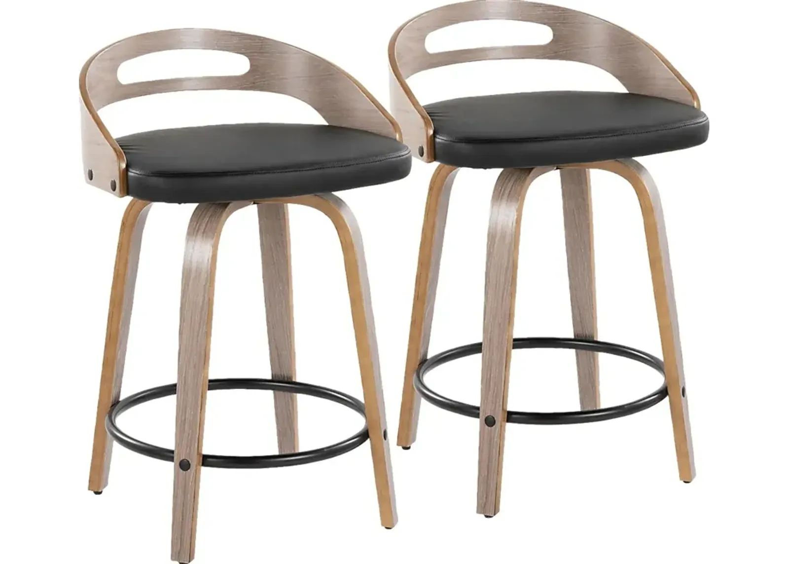 Congreve II Black Swivel Counter Height Stool, Set of 2