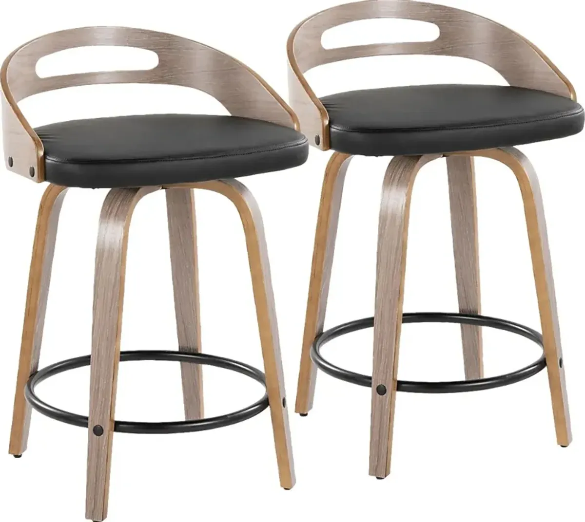 Congreve II Black Swivel Counter Height Stool, Set of 2