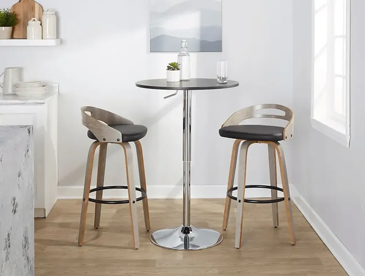 Congreve II Black Swivel Barstool, Set of 2