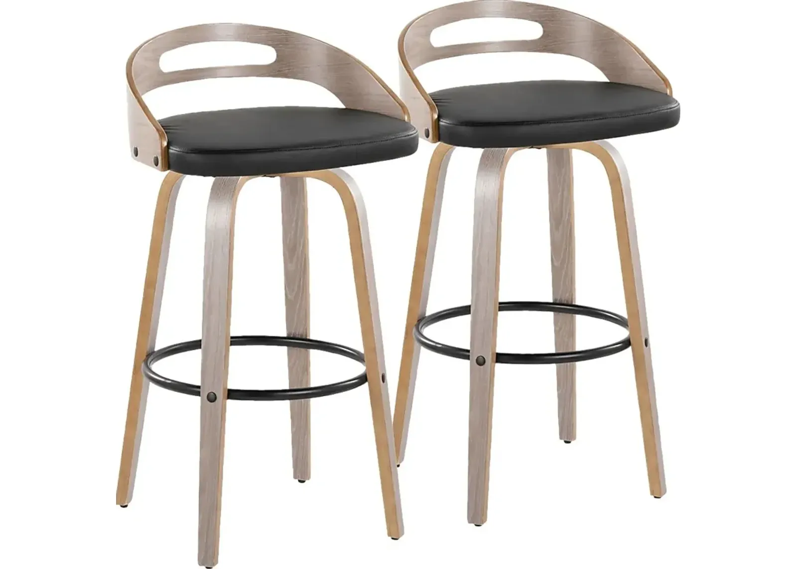 Congreve II Black Swivel Barstool, Set of 2