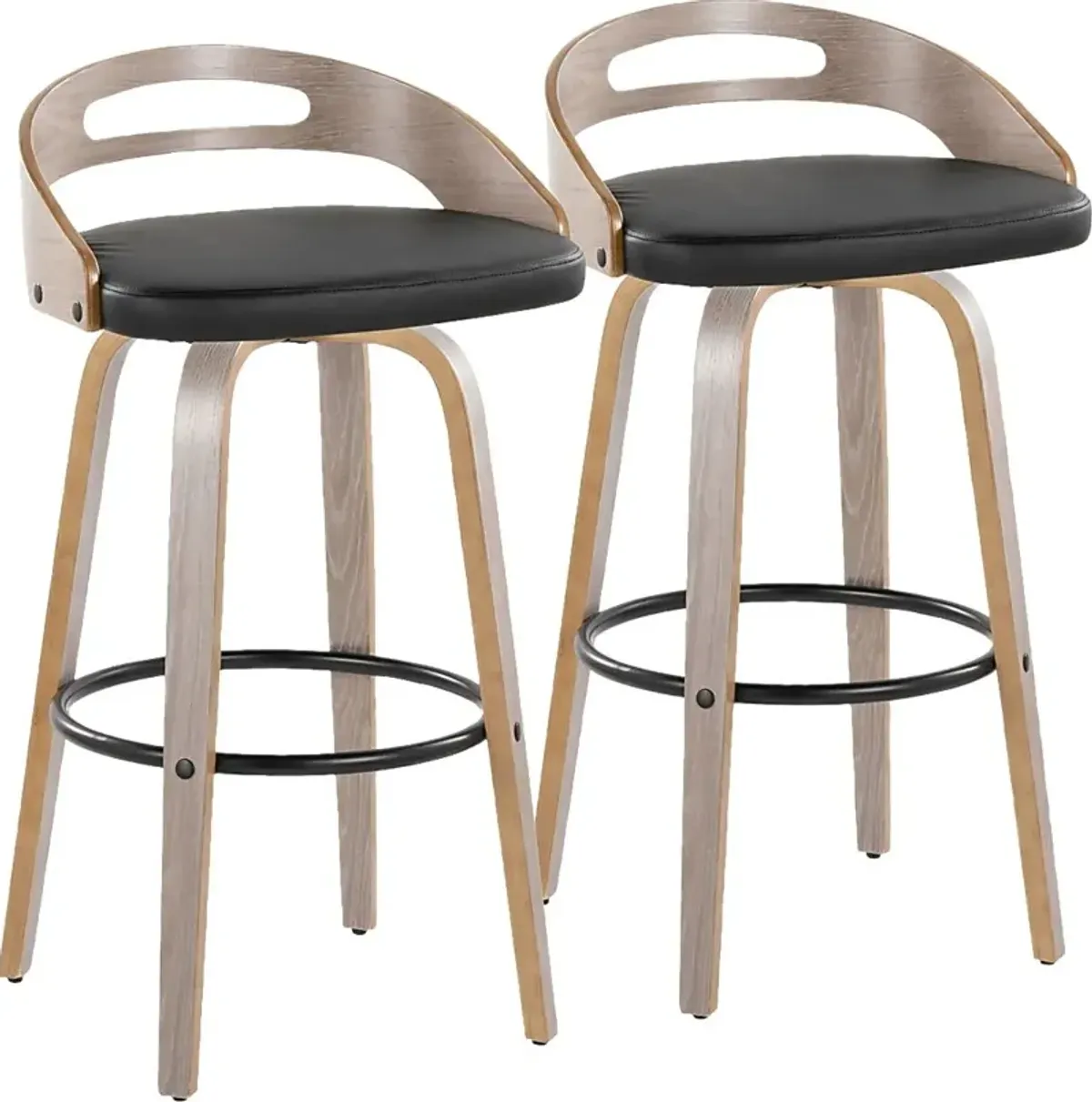 Congreve II Black Swivel Barstool, Set of 2