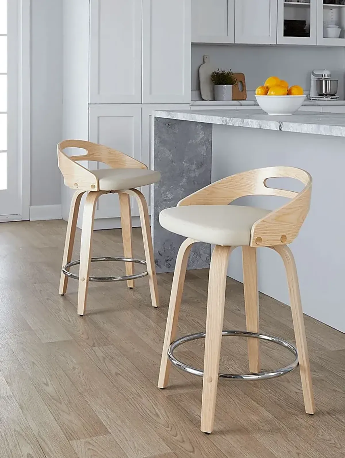 Congreve IV Cream Swivel Counter Height Stool, Set of 2