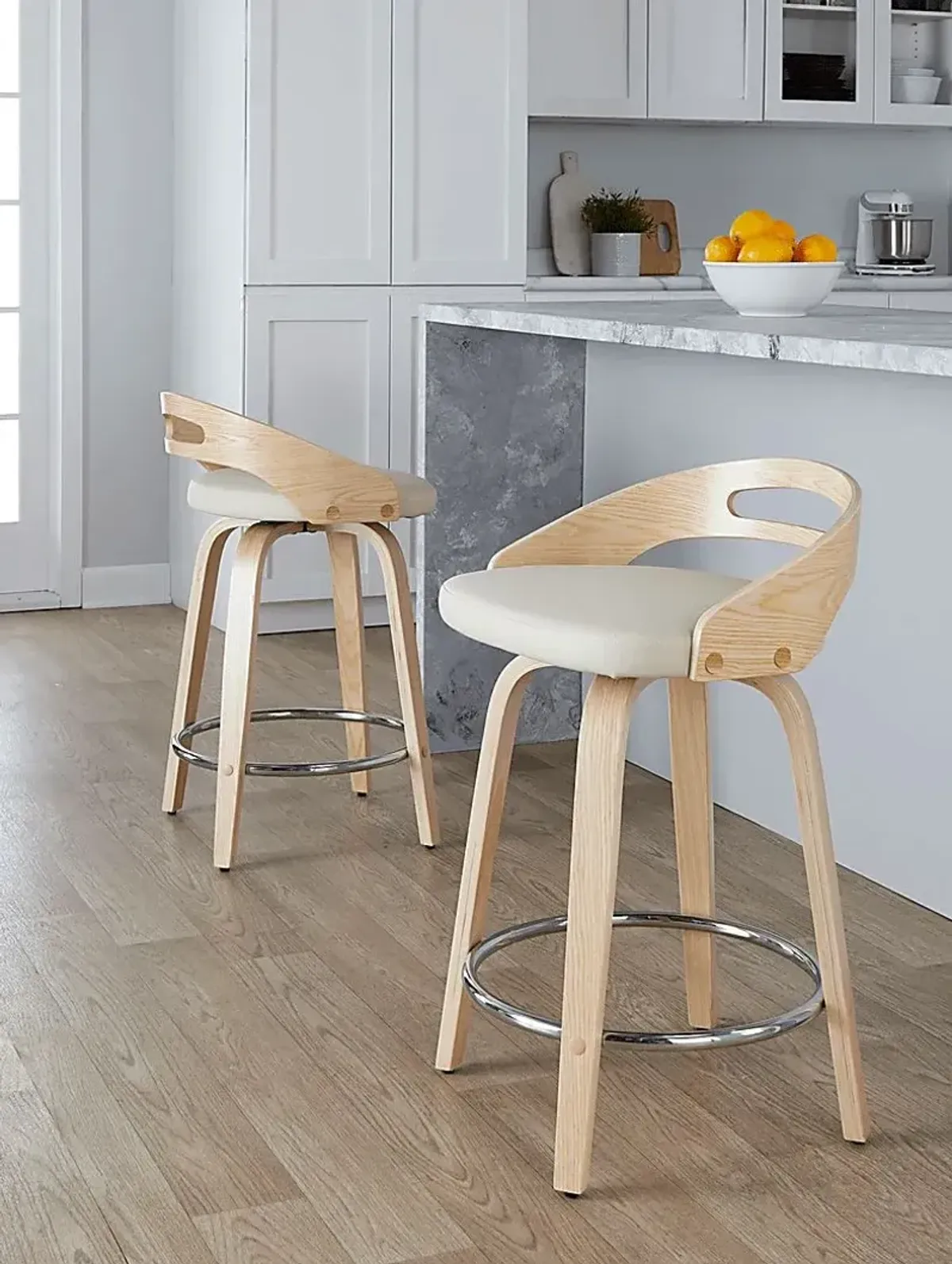 Congreve IV Cream Swivel Counter Height Stool, Set of 2