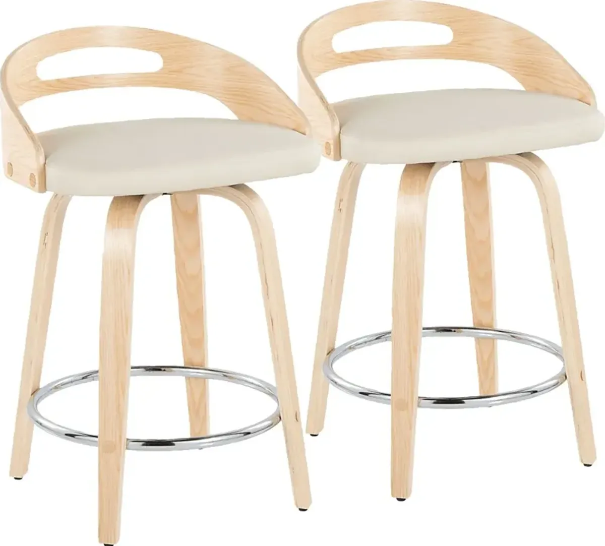 Congreve IV Cream Swivel Counter Height Stool, Set of 2