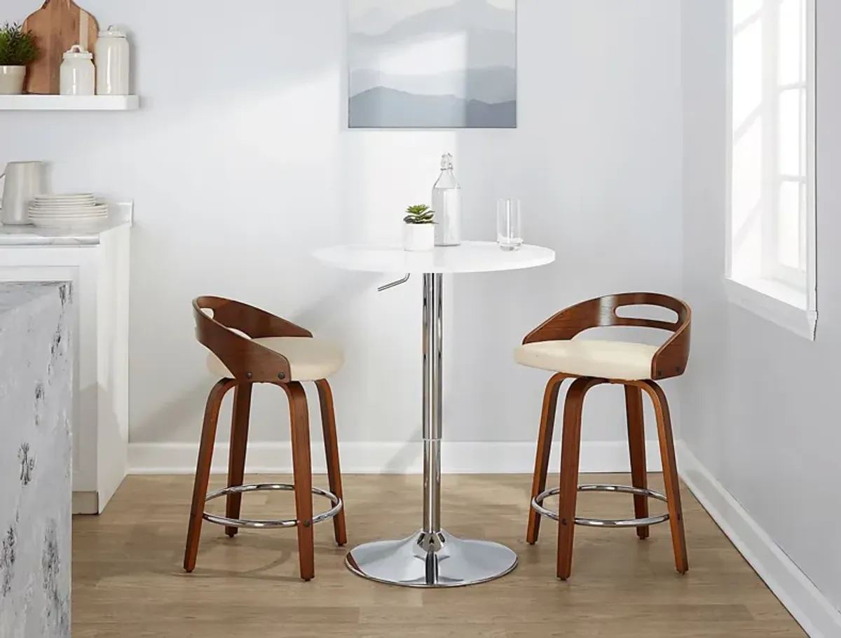 Convreve V Cream Swivel Counter Height Stool, Set of 2