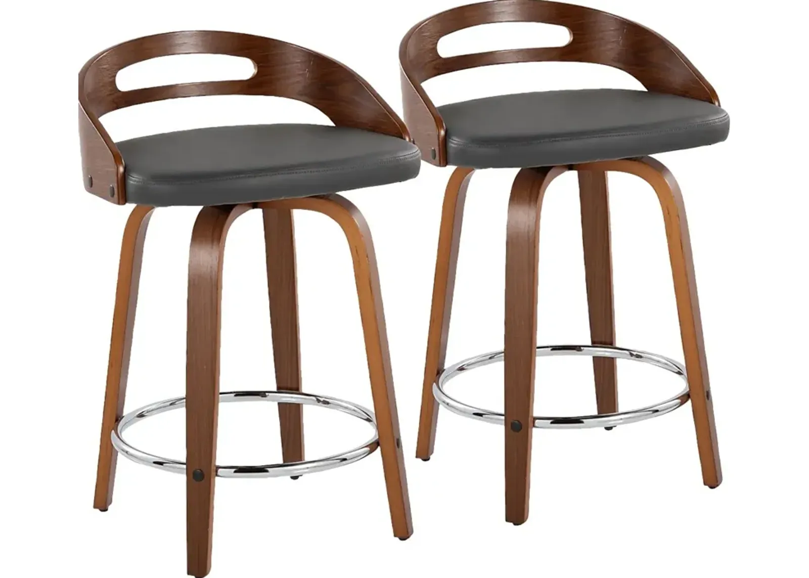 Congreve V Gray Swivel Counter Height Stool, Set of 2