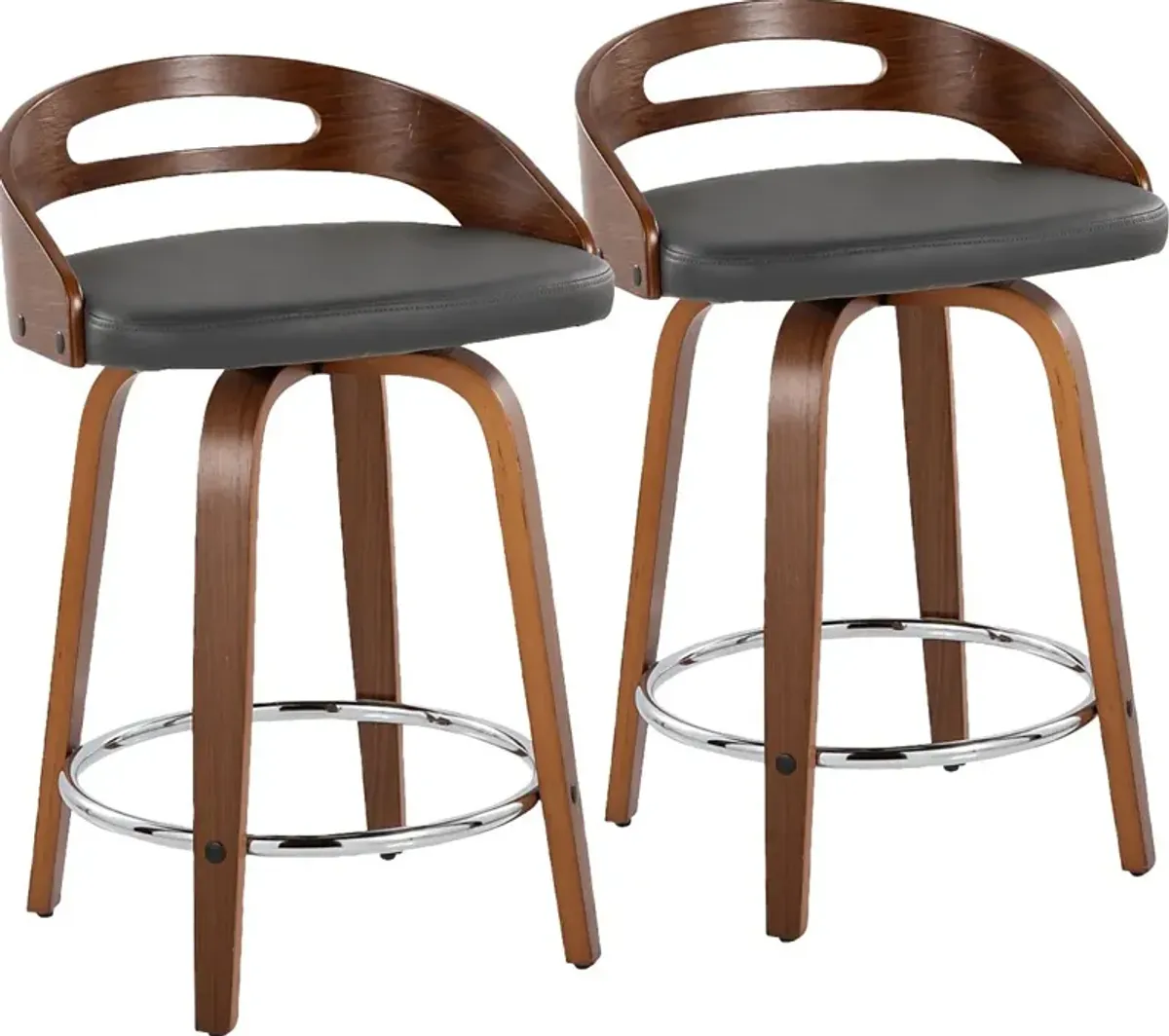 Congreve V Gray Swivel Counter Height Stool, Set of 2