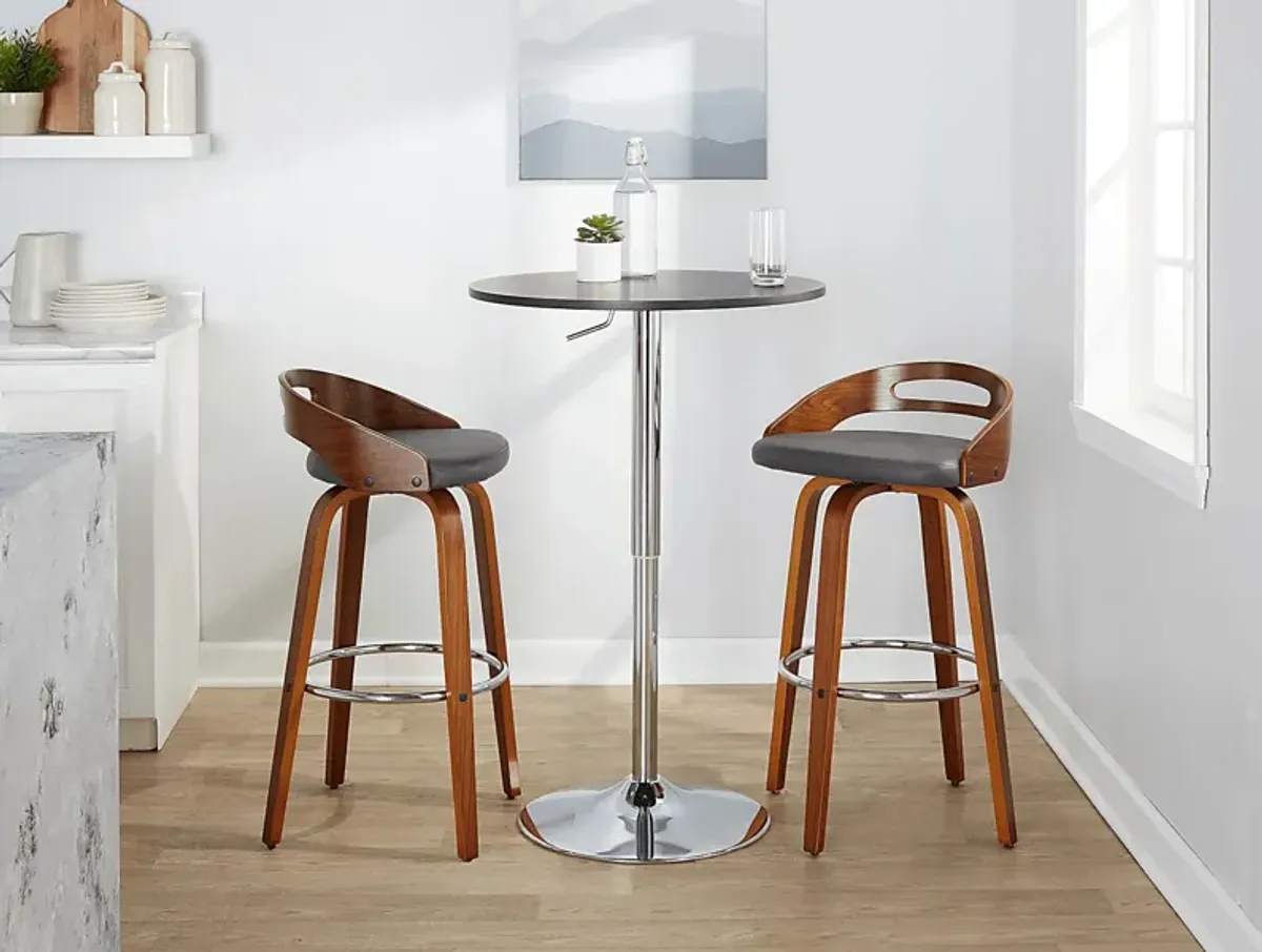 Congreve V Gray Swivel Barstool, Set of 2