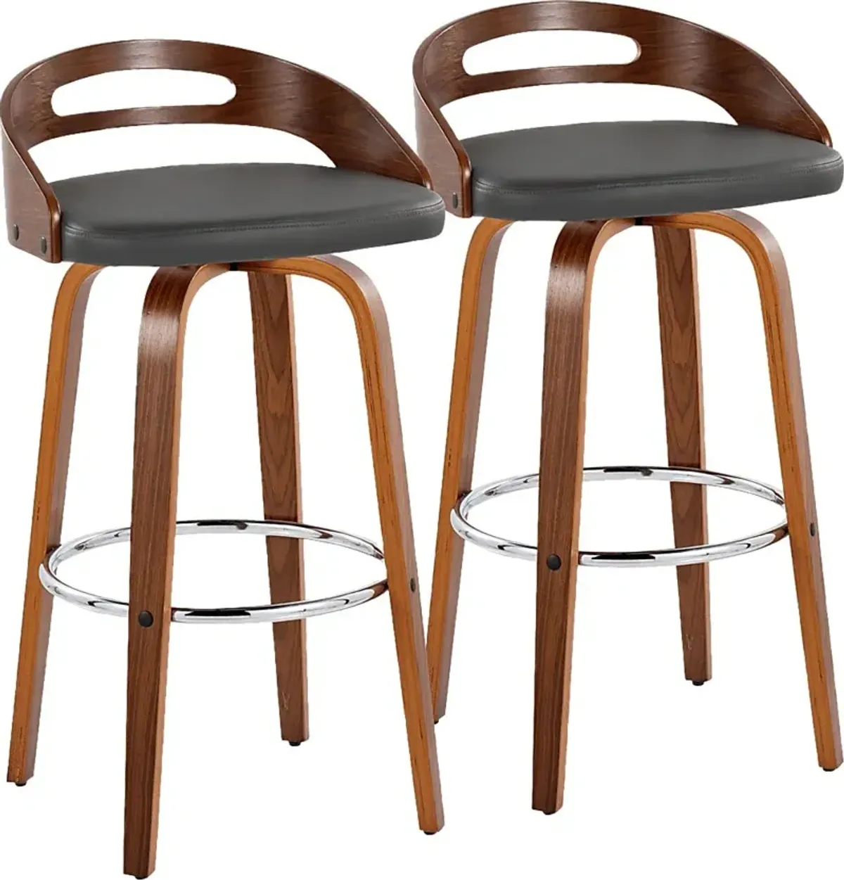 Congreve V Gray Swivel Barstool, Set of 2