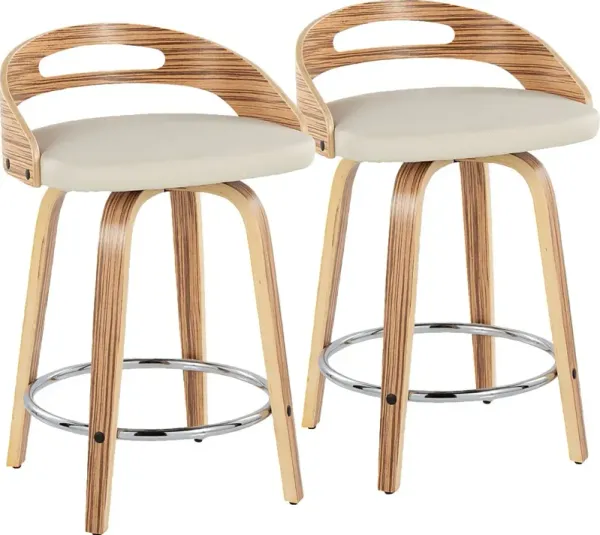 Congreve VI Cream Swivel Counter Height Stool, Set of 2