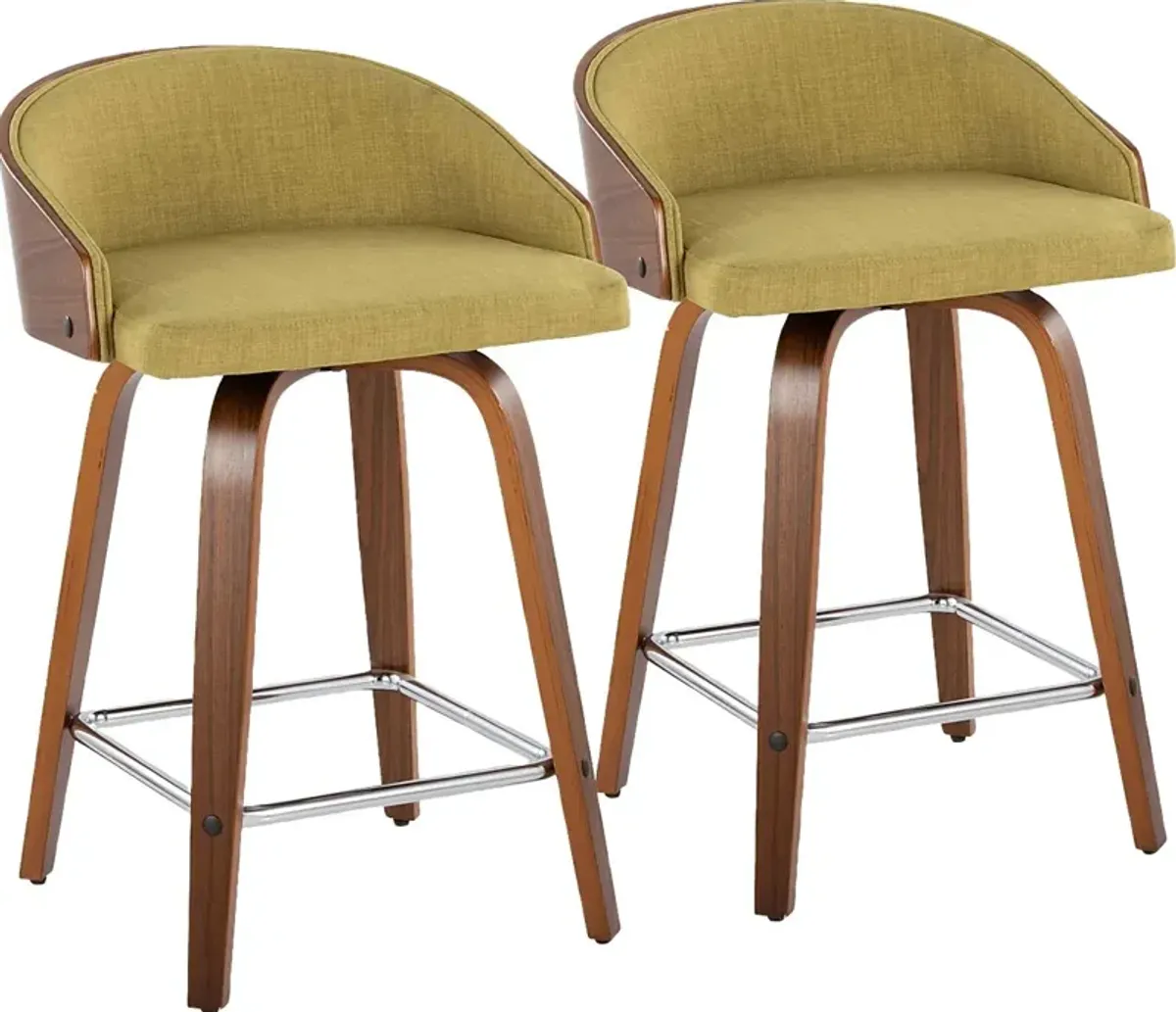 Tanacross Green Swivel Counter Height Stool, Set of 2