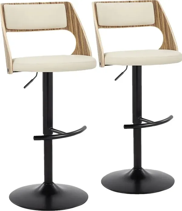 Woodstead II Cream Adjustable Swivel Barstool, Set of 2