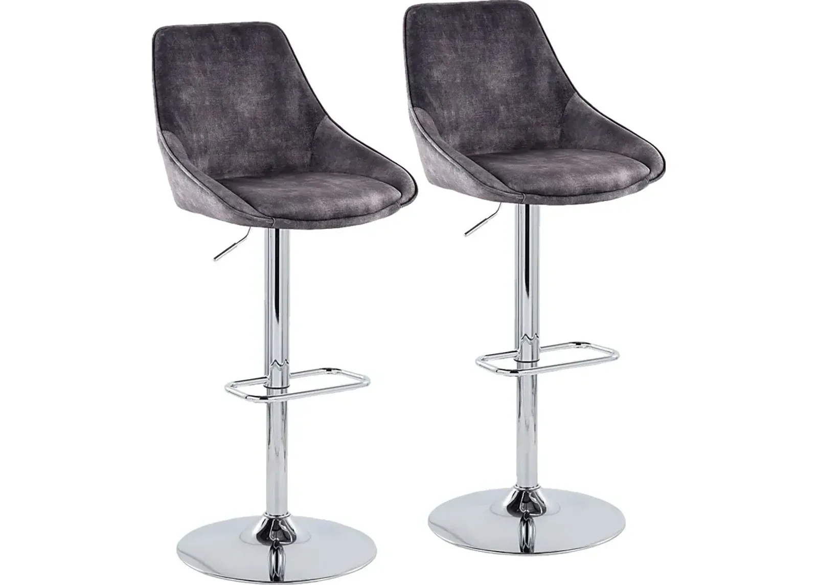 Dellrey V Gray Adjustable Swivel Barstool, Set of 2