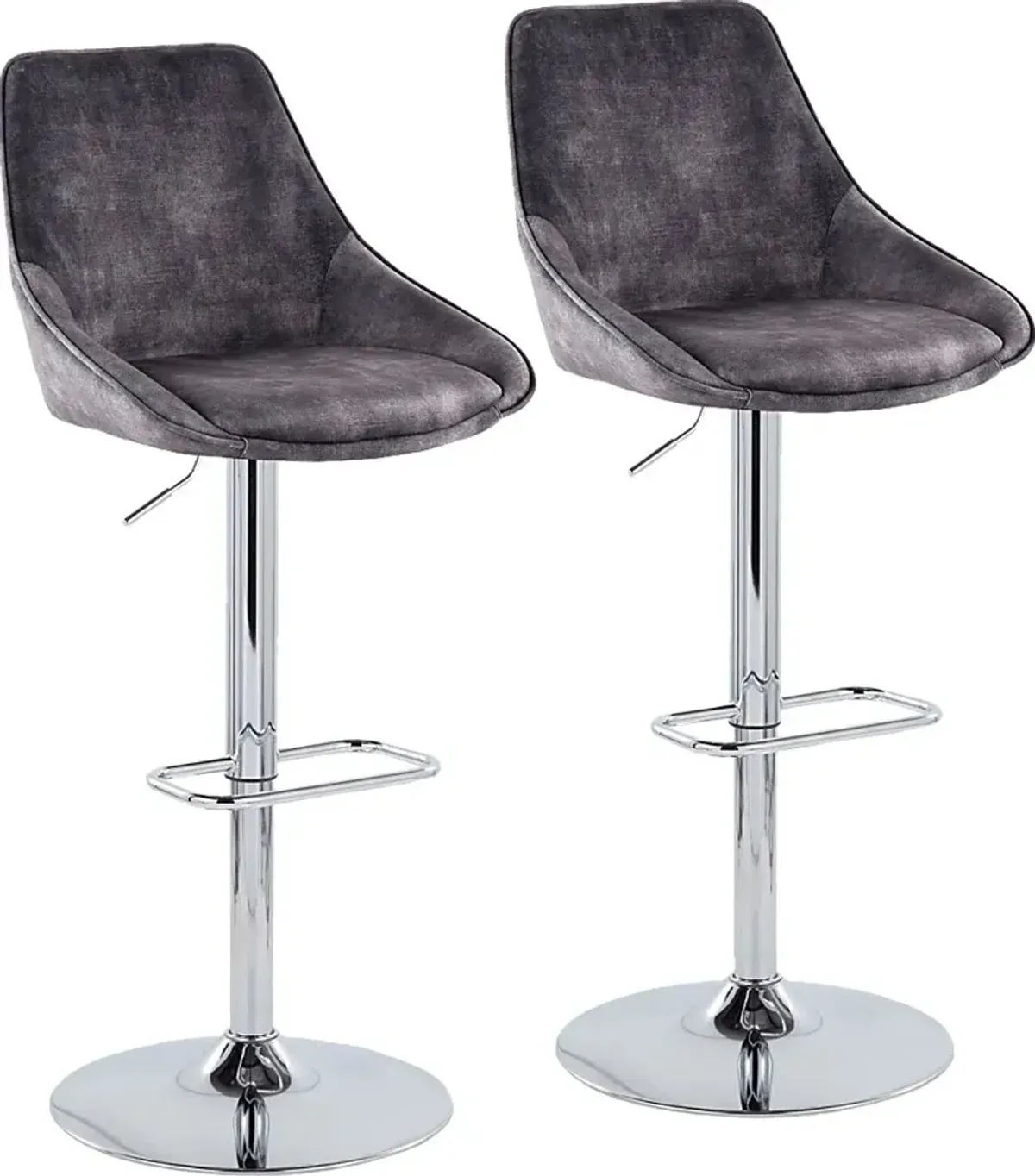 Dellrey V Gray Adjustable Swivel Barstool, Set of 2