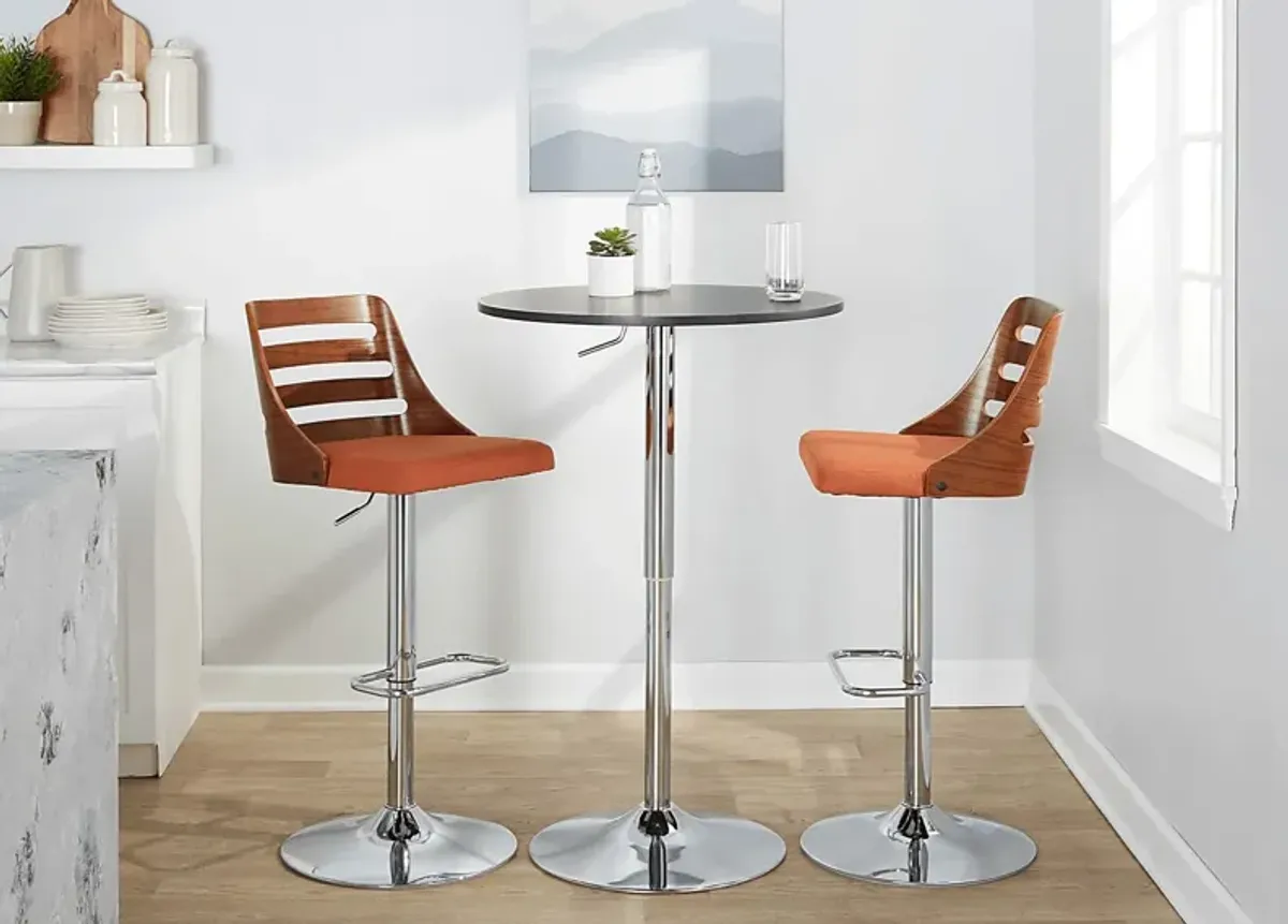 Woolwich II Orange Adjustable Swivel Barstool, Set of 2