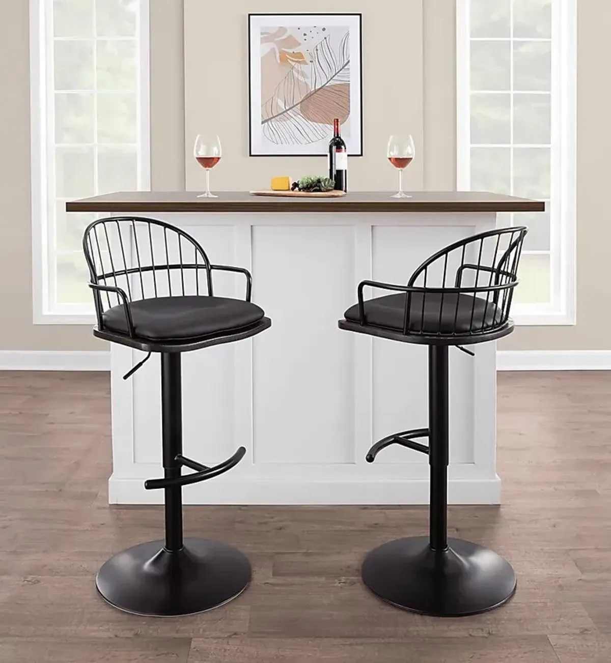 Charlias X Black Adjustable Barstool, Set of 2