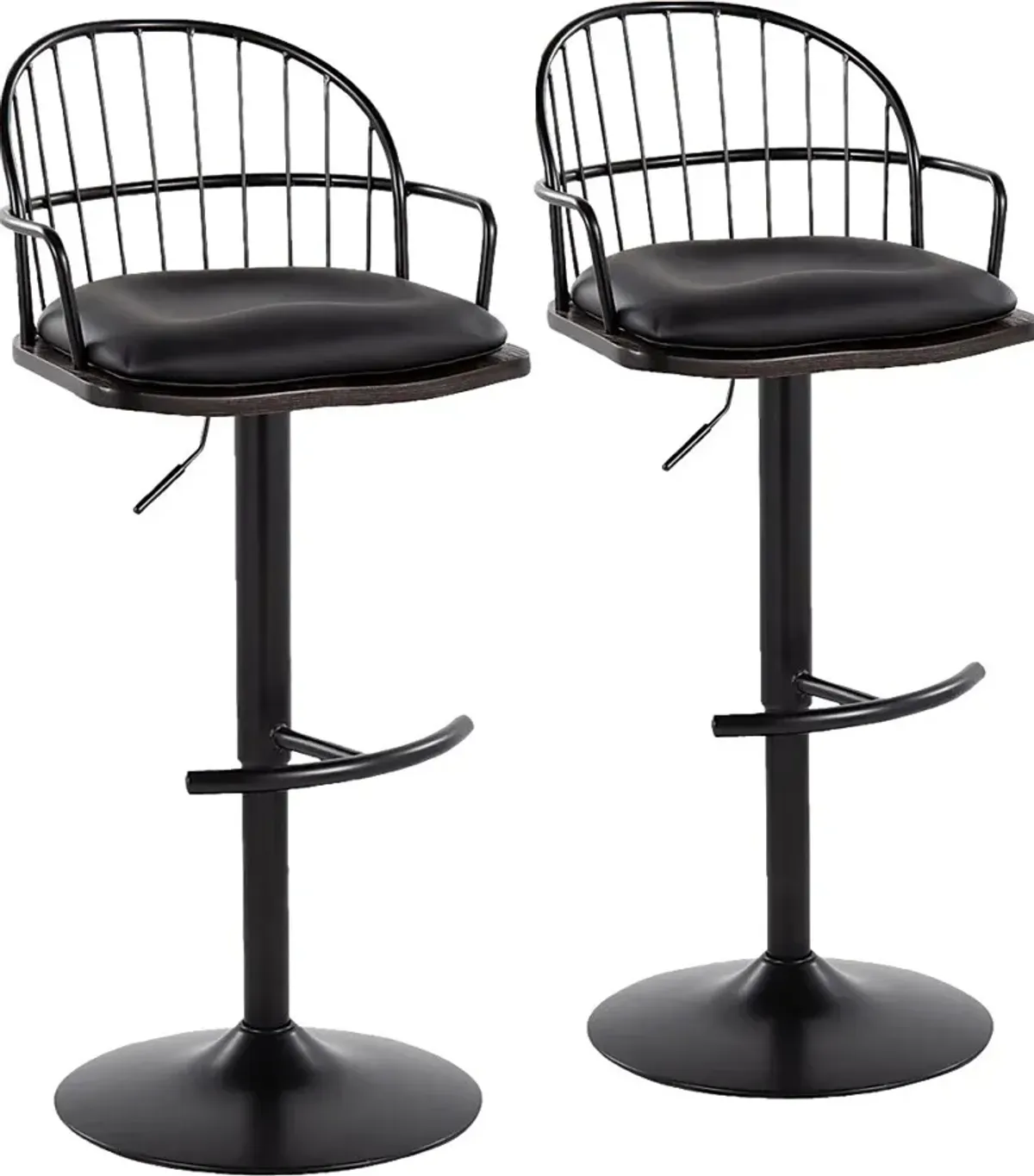 Charlias X Black Adjustable Barstool, Set of 2