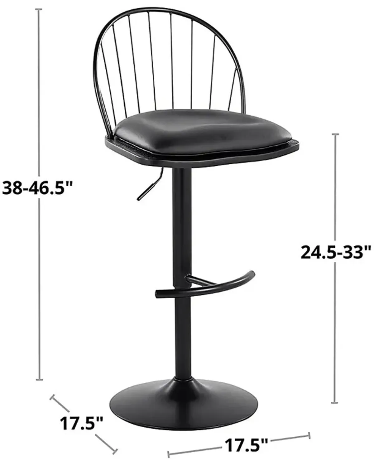 Charlias X Black Adjustable Barstool, Set of 2