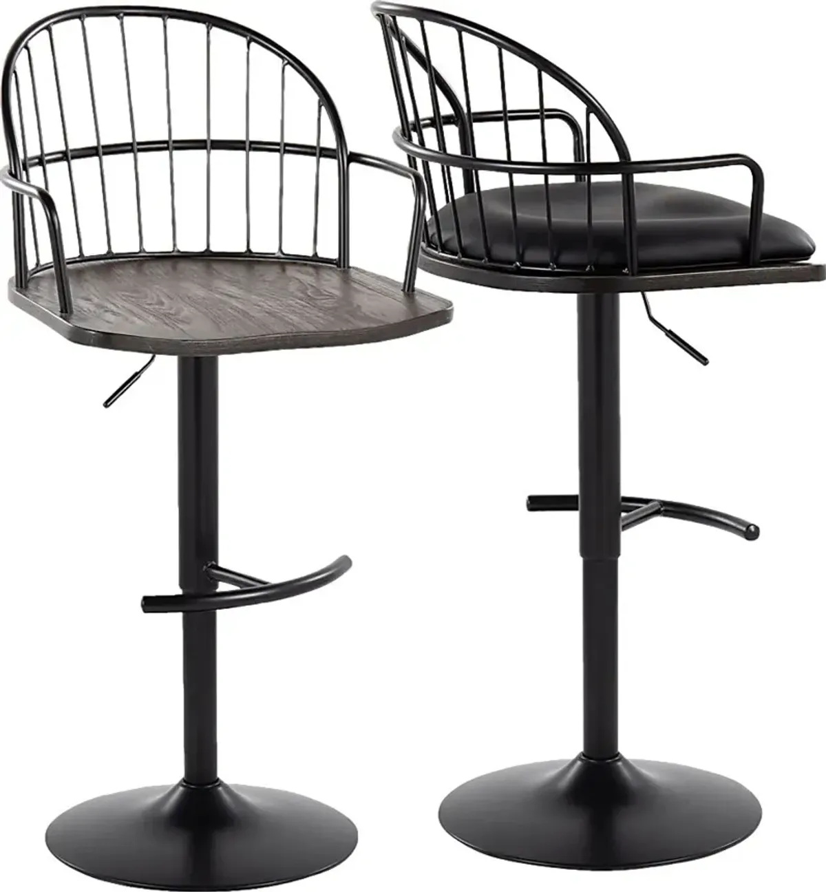 Charlias X Black Adjustable Barstool, Set of 2