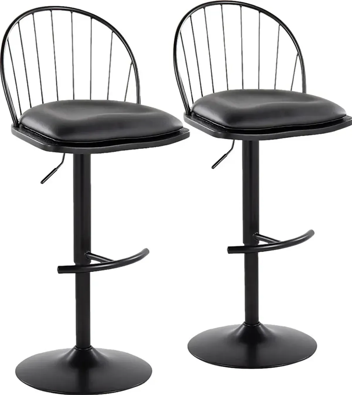 Charlias XI Black Adjustable Barstool, Set of 2