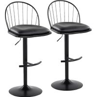 Charlias XI Black Adjustable Barstool, Set of 2