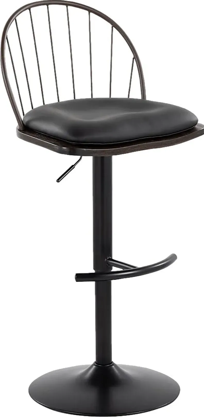 Charlias XII Black Adjustable Barstool, Set of 2