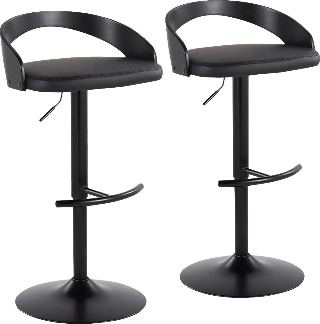 Zykan XIV Black Adjustable Barstool, Set of 2