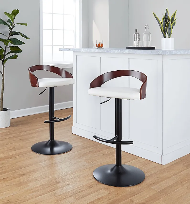 Zykan XV White Adjustable Barstool, Set of 2