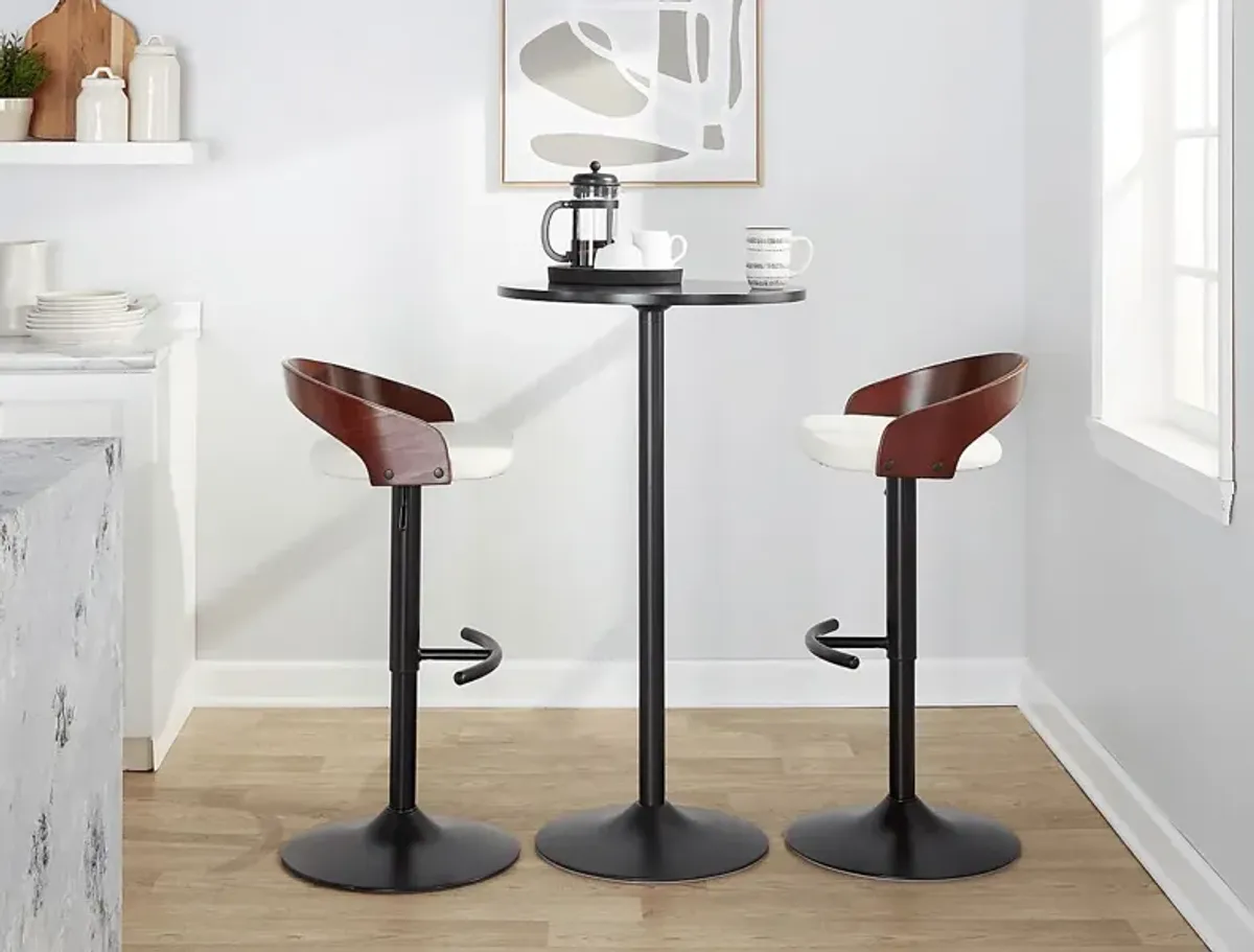 Zykan XV White Adjustable Barstool, Set of 2