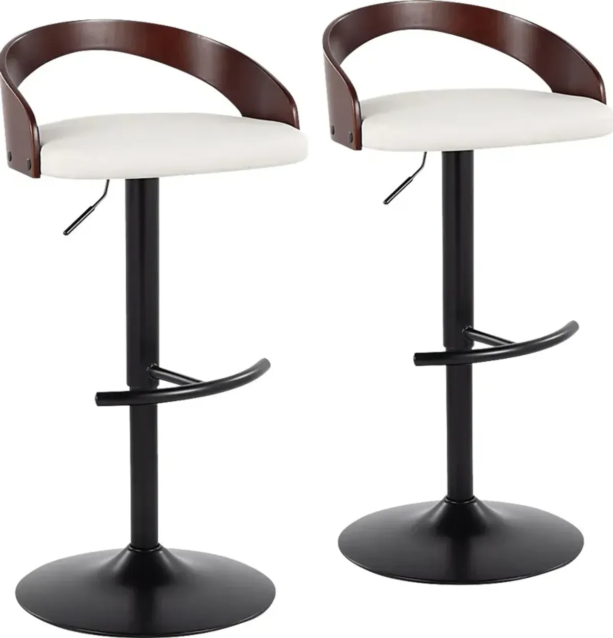 Zykan XV White Adjustable Barstool, Set of 2