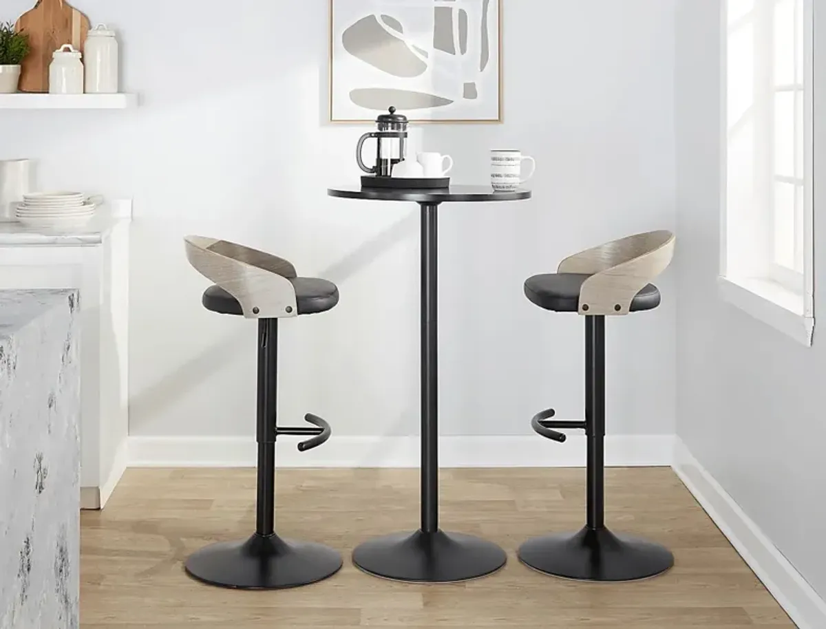 Zykan XVI Black Adjustable Barstool, Set of 2