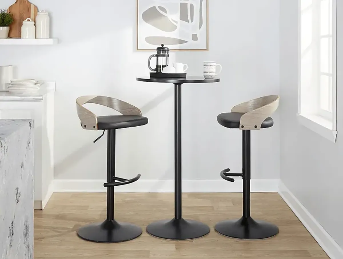 Zykan XVI Black Adjustable Barstool, Set of 2