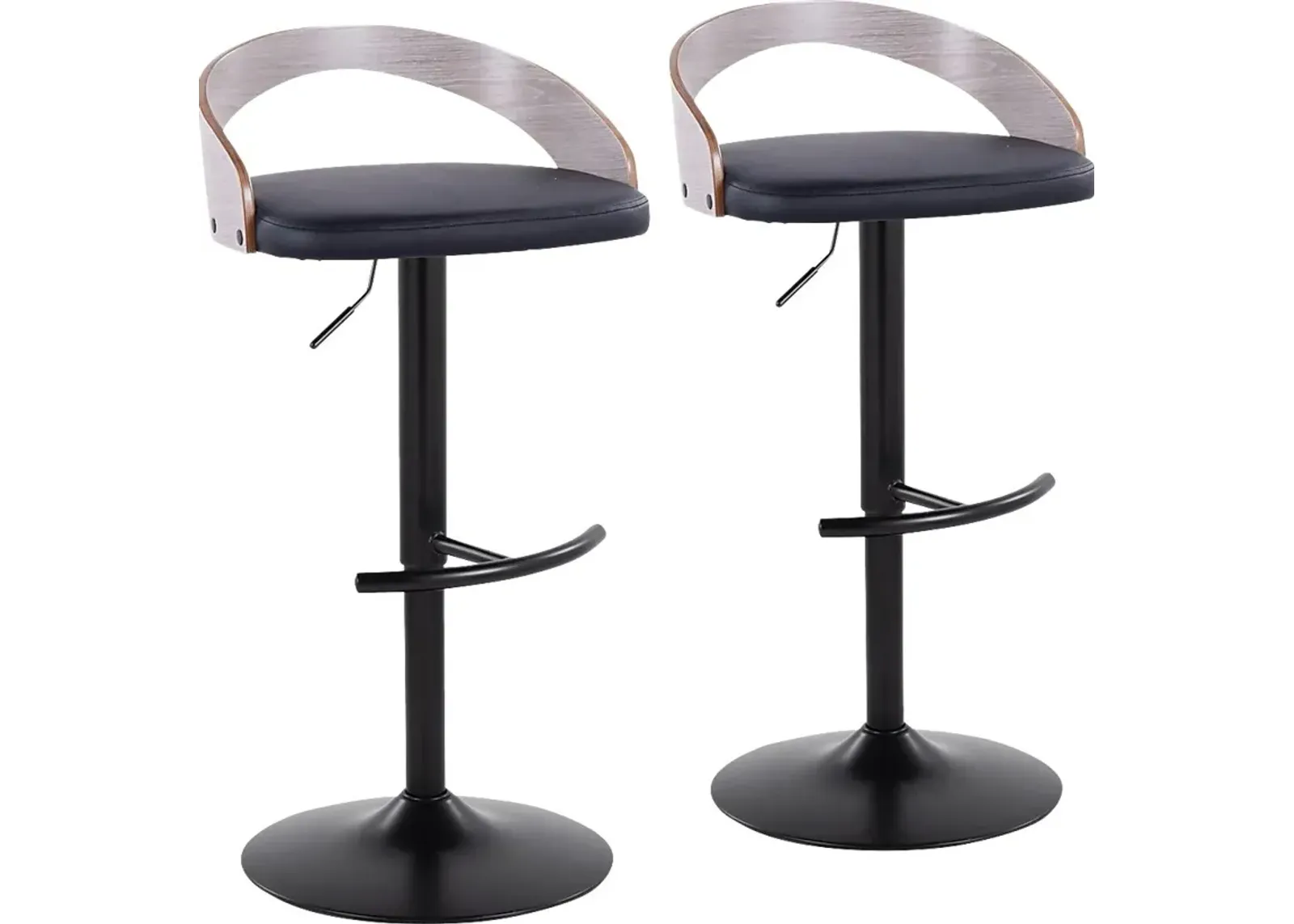 Zykan XVI Black Adjustable Barstool, Set of 2