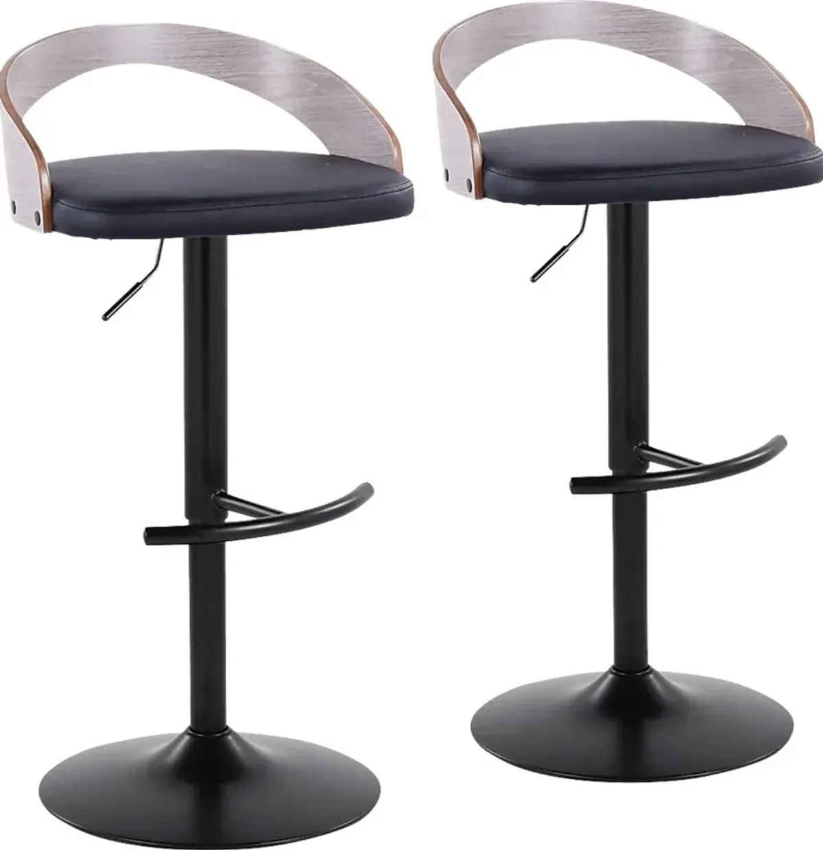 Zykan XVI Black Adjustable Barstool, Set of 2