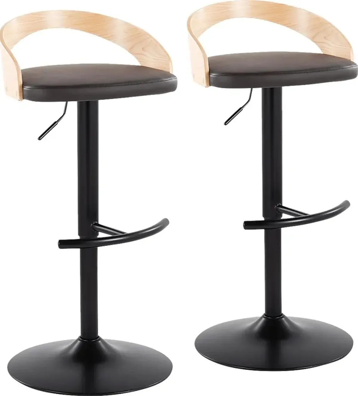 Zykan XVII Brown Adjustable Barstool, Set of 2