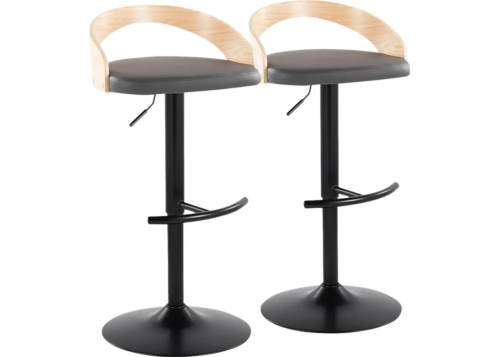 Zykan XVII Gray Adjustable Barstool, Set of 2