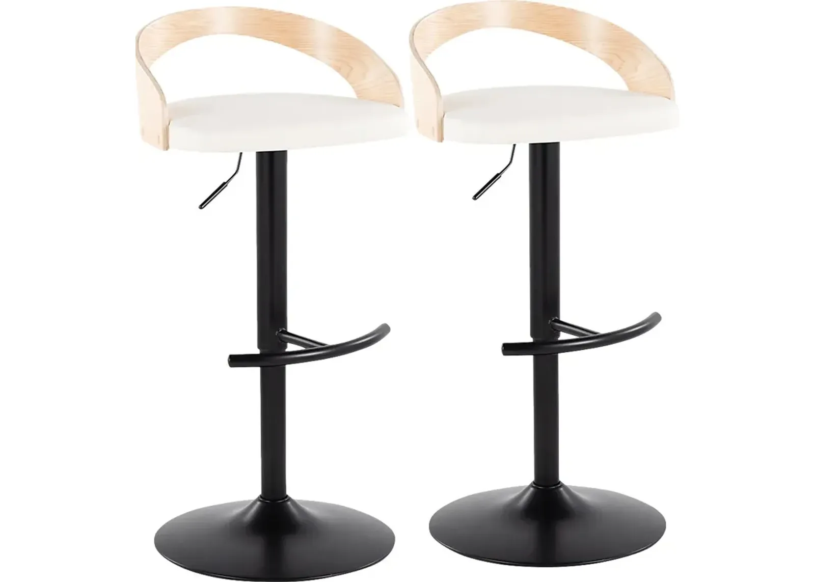 Zykan XVII White Adjustable Barstool, Set of 2