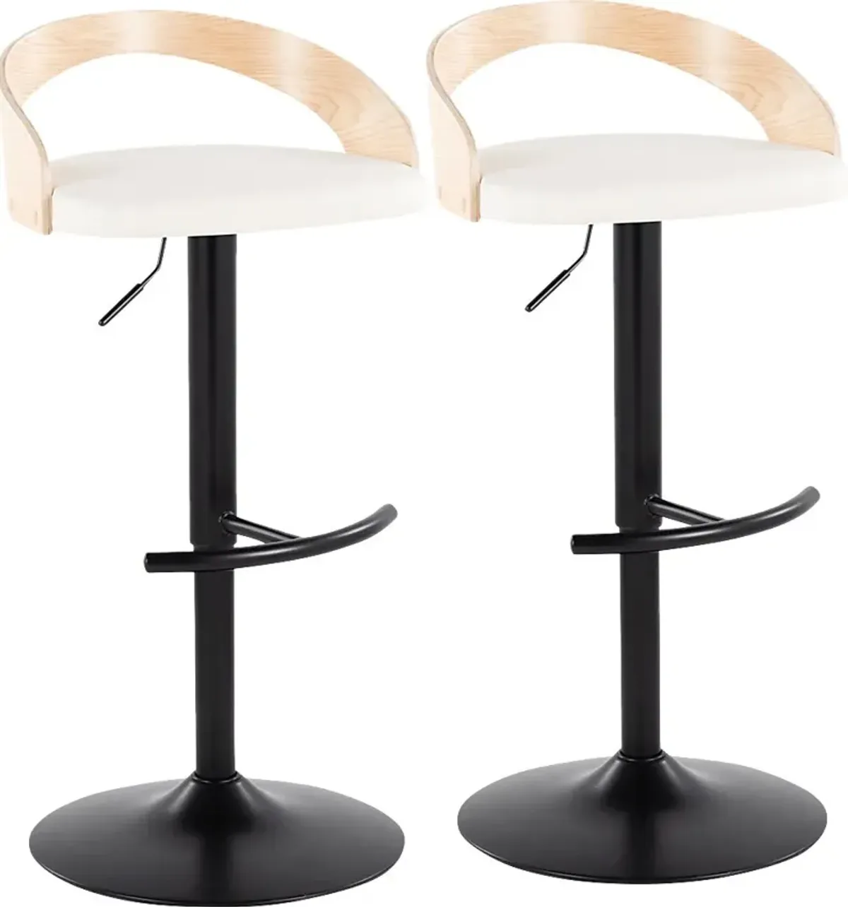 Zykan XVII White Adjustable Barstool, Set of 2