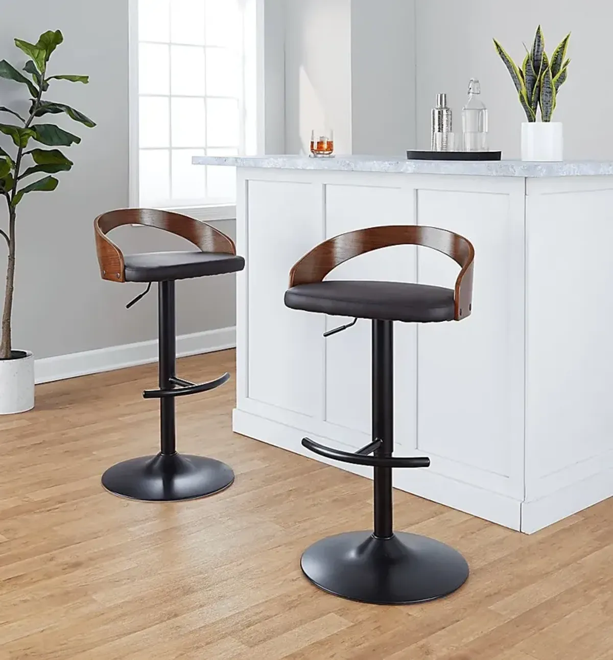 Zykan XVIII Brown Adjustable Barstool, Set of 2