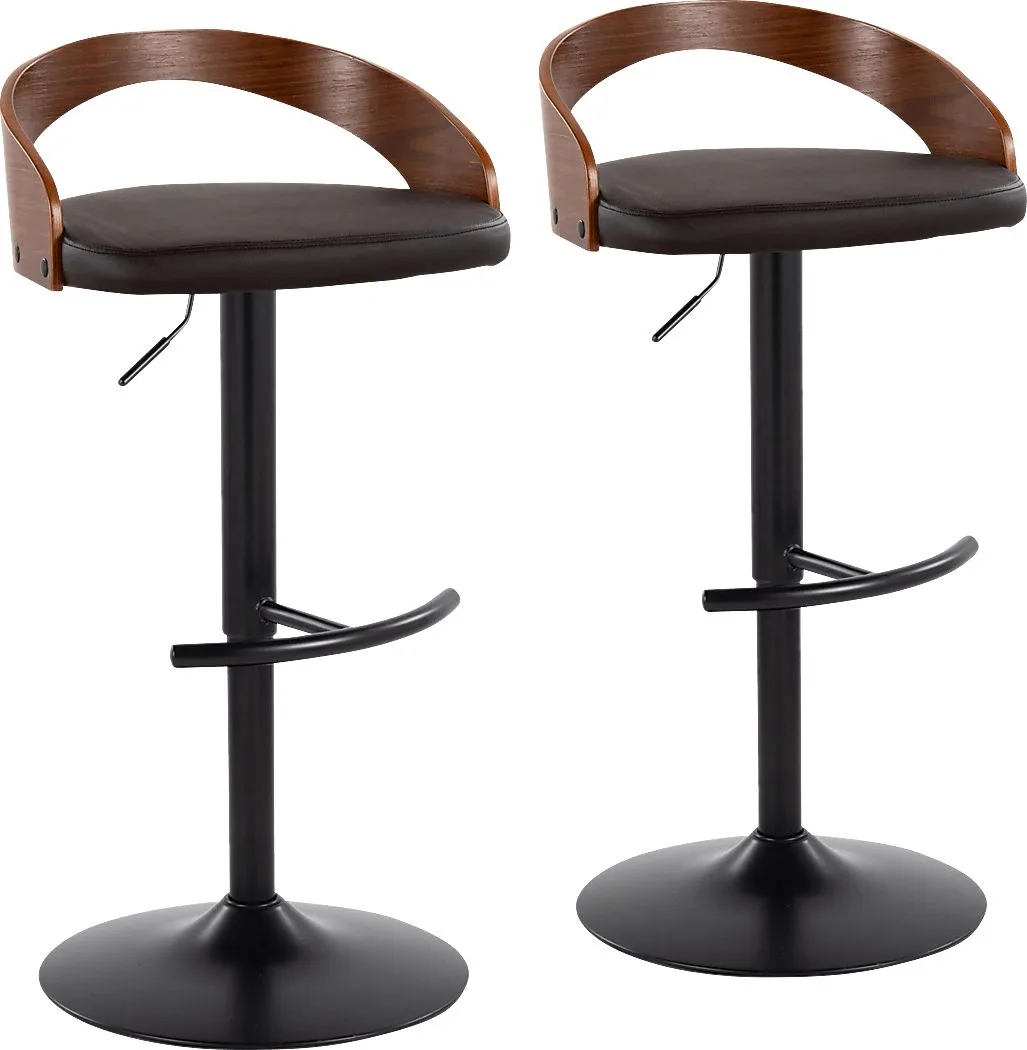 Zykan XVIII Brown Adjustable Barstool, Set of 2