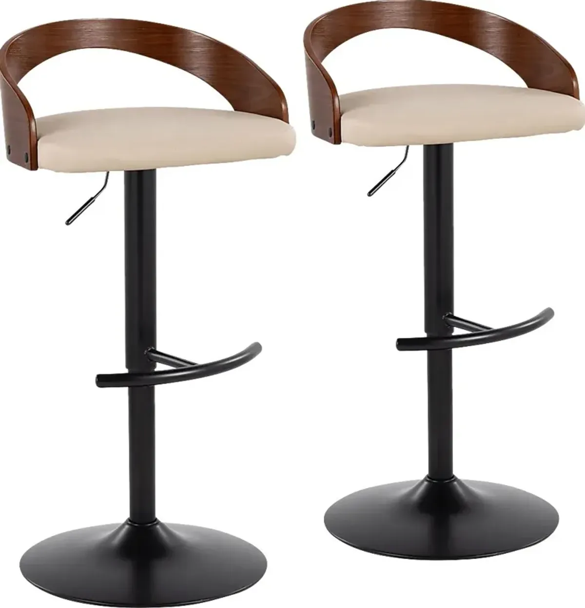 Zykan XVIII Cream Adjustable Barstool, Set of 2