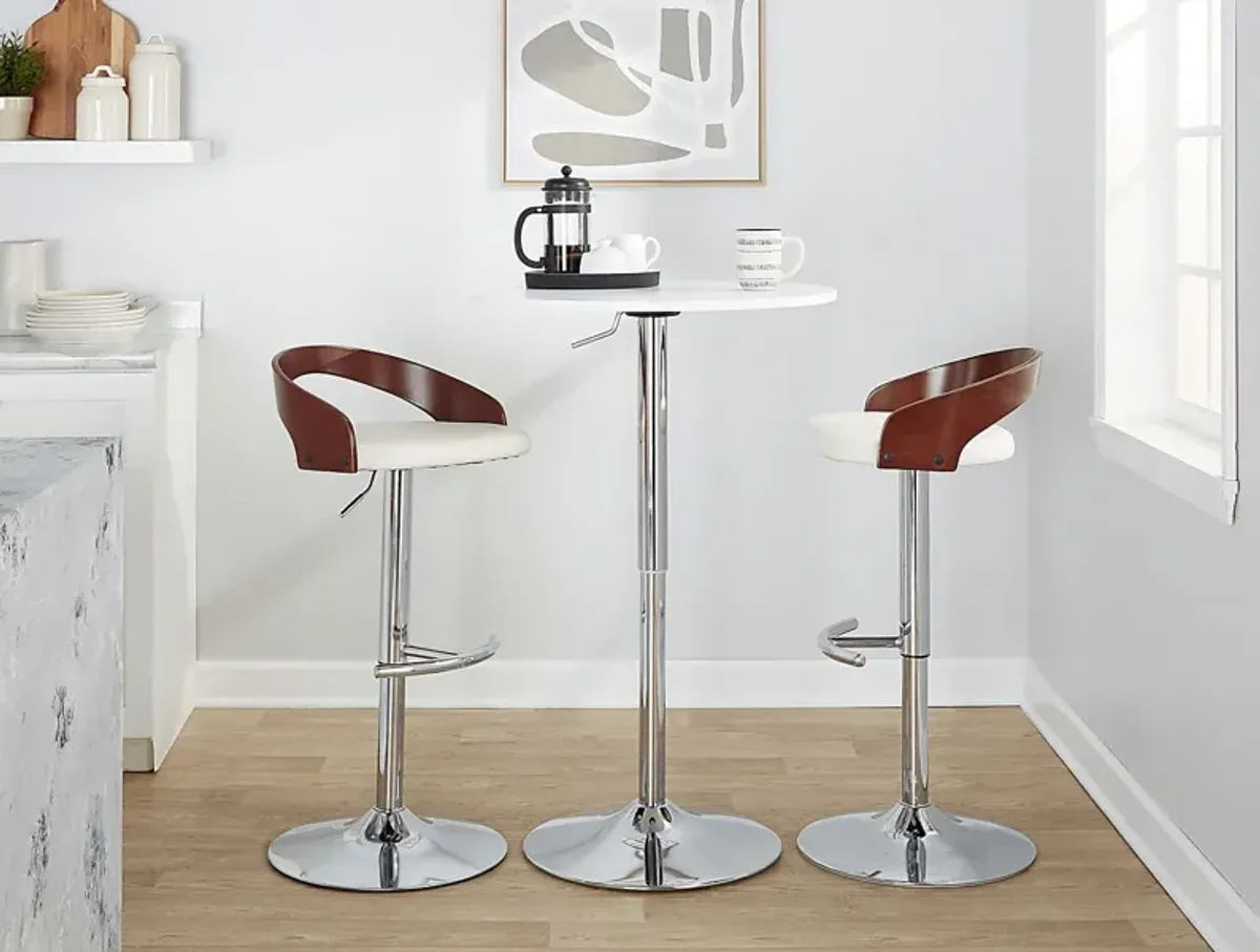 Zykan XXI White Adjustable Barstool, Set of 2