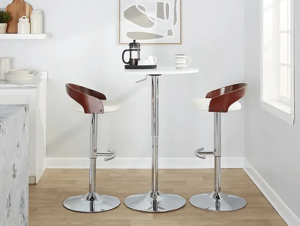 Zykan XXI White Adjustable Barstool, Set of 2