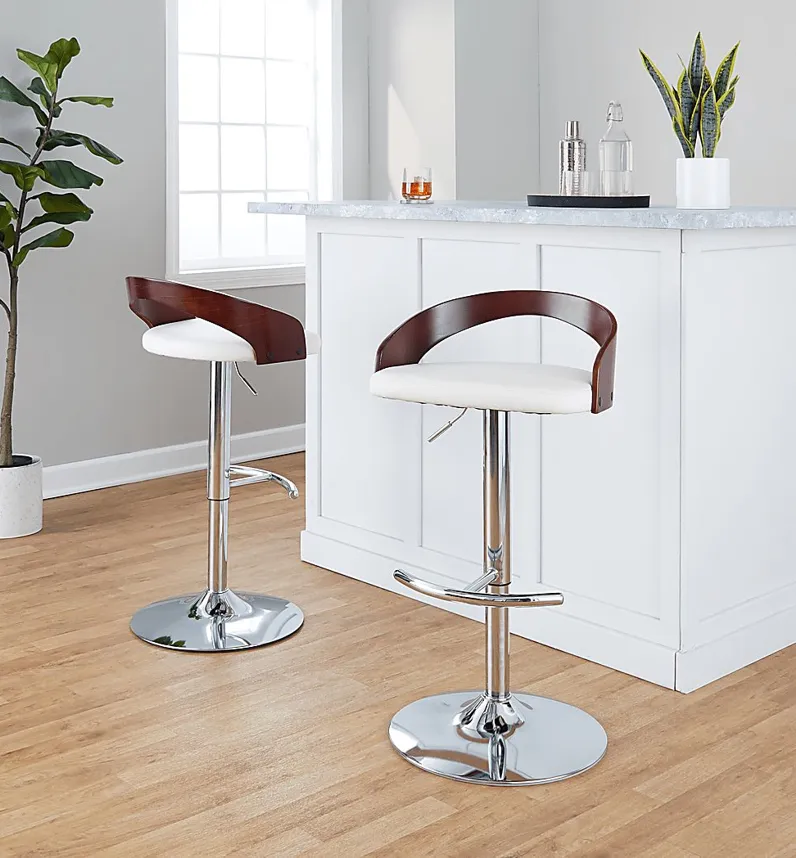 Zykan XXI White Adjustable Barstool, Set of 2