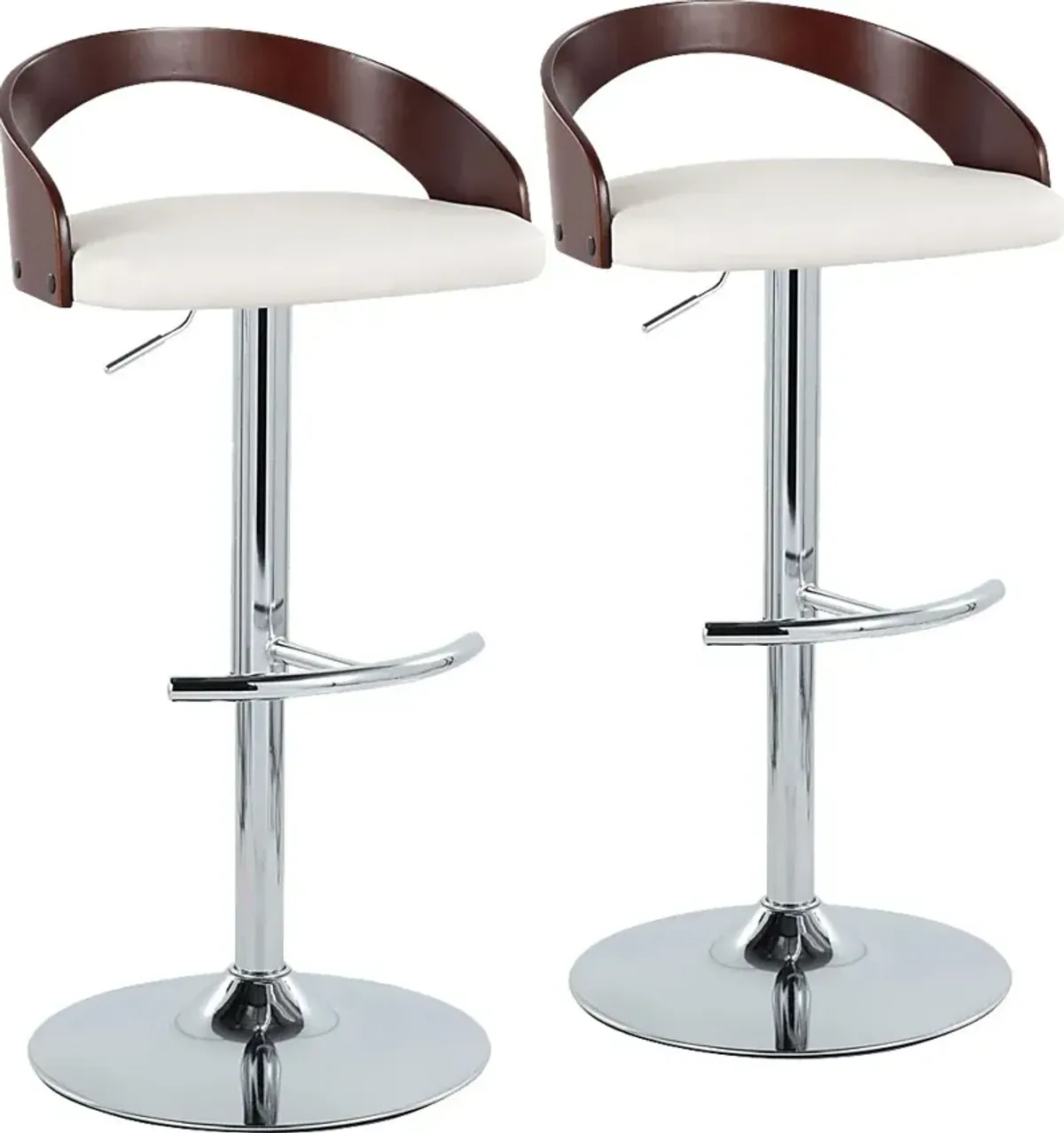 Zykan XXI White Adjustable Barstool, Set of 2