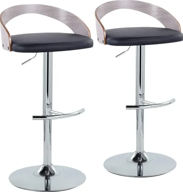 Zykan XXII Black Adjustable Barstool, Set of 2