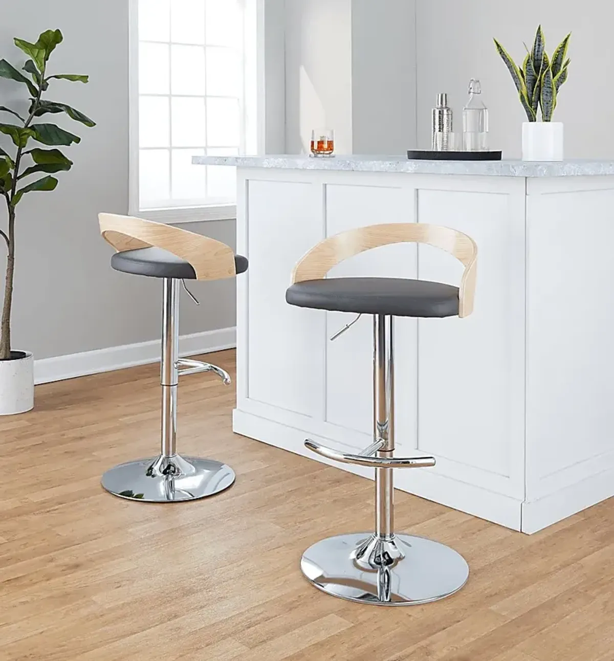 Zykan XXIII Gray Adjustable Barstool, Set of 2