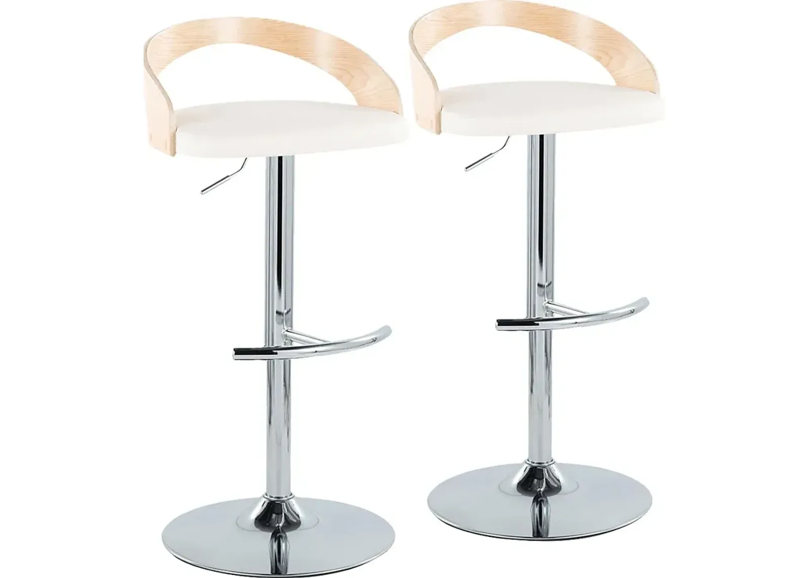 Zykan XXIV White Adjustable Barstool, Set of 2